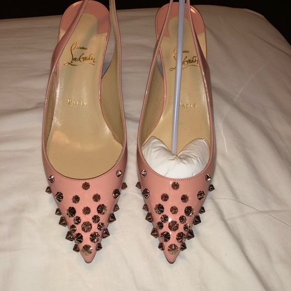 Drama pink sling back Christian loubotin heels - Picture 3 of 8